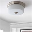Safavieh Dalen Iron and Glass Flush Mount in White / Brushed Nickel