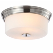 Safavieh Dalen Iron and Glass Flush Mount in White / Brushed Nickel