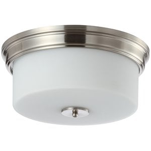 Safavieh Dalen Iron and Glass Flush Mount in White / Brushed Nickel