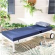 Safavieh Yves Sun Patio Chaise Lounge in Navy and White