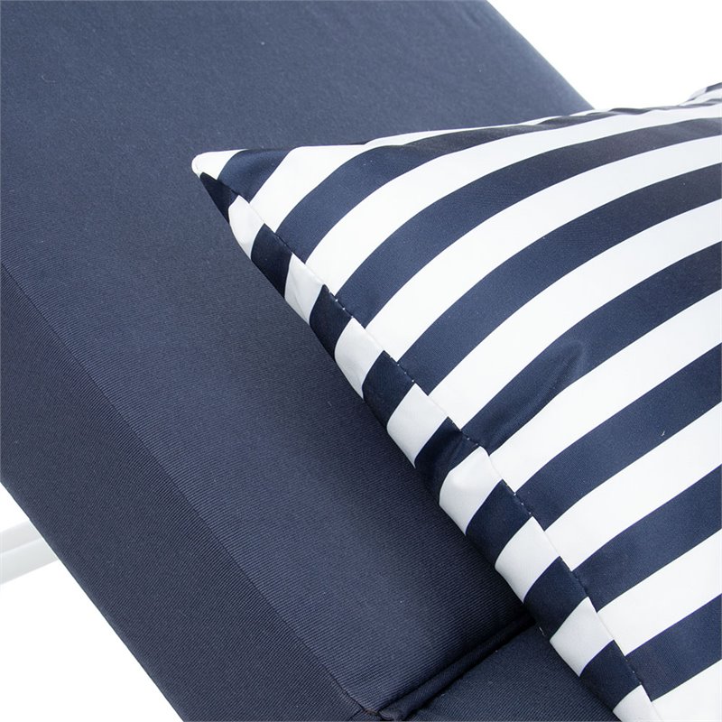 Safavieh Yves Sun Patio Chaise Lounge in Navy and White