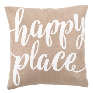 Safavieh Happy 18&quot x 18&quot Place Throw Pillow in Taupe and White