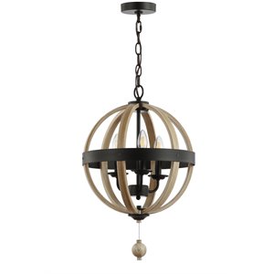 Safavieh Moshe 3 Light Pendant Lamp in Black and Brown