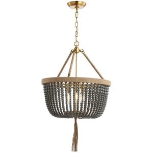 Safavieh Adra 3 Light Pendant Lamp in Dark Gray and Brass Gold