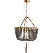 Safavieh Adra 3 Light Pendant Lamp in Dark Gray and Brass Gold