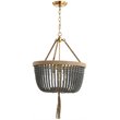 Safavieh Adra 3 Light Pendant Lamp in Dark Gray and Brass Gold