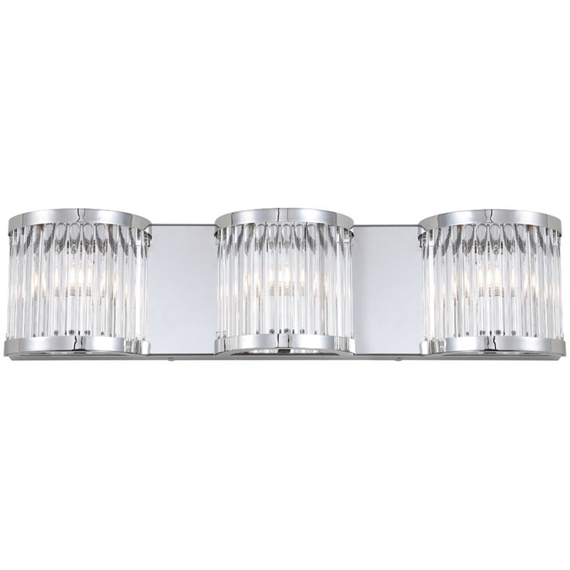 Safavieh Maverick 3 Light Bath Vanity Light in Chrome/Clear