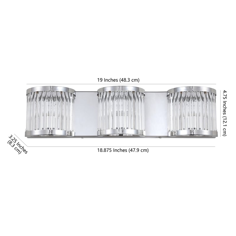 Safavieh Maverick 3 Light Bath Vanity Light in Chrome/Clear