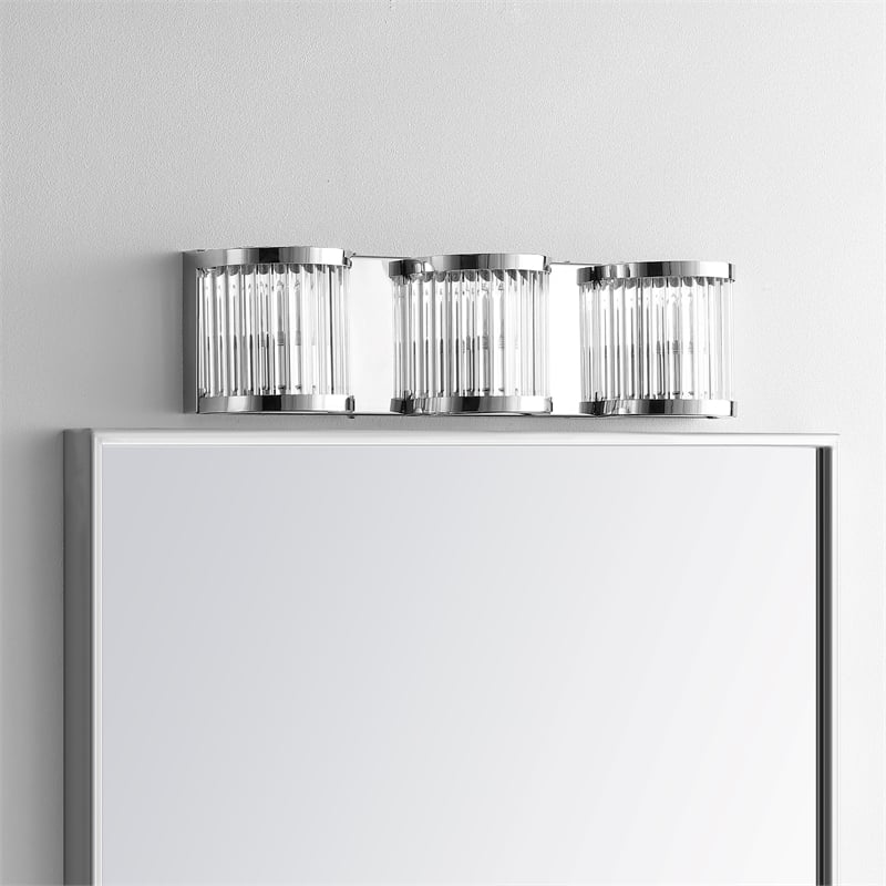 Safavieh Maverick 3 Light Bath Vanity Light in Chrome/Clear