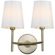 Safavieh Barrett 2 Light Wall Sconce in Brass/White Shade