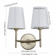 Safavieh Barrett 2 Light Wall Sconce in Brass/White Shade