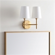 Safavieh Barrett 2 Light Wall Sconce in Brass/White Shade
