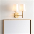 Safavieh Barrett 2 Light Wall Sconce in Brass/White Shade