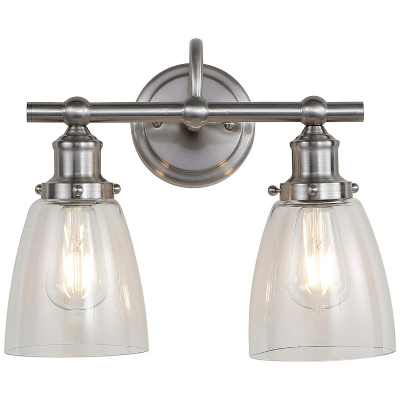 Safavieh Layton 2 Light Bath Vanity Light in Brush Nickel/Clear