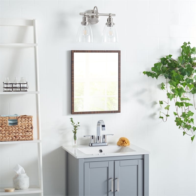 Safavieh Layton 2 Light Bath Vanity Light in Brush Nickel/Clear