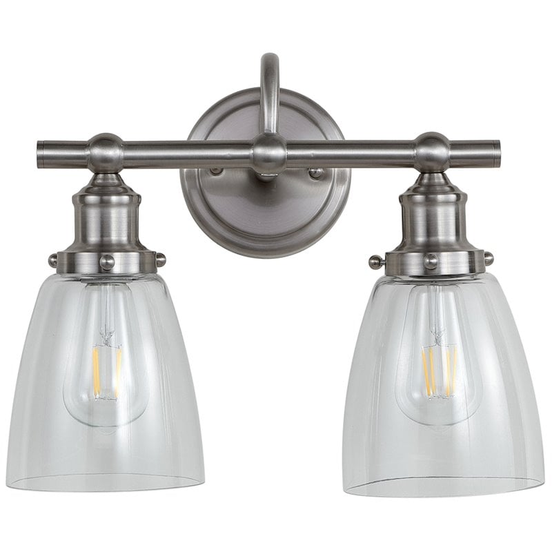 Safavieh Layton 2 Light Bath Vanity Light in Brush Nickel/Clear