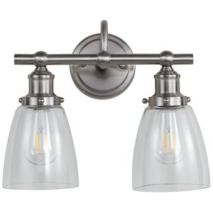 Safavieh Layton 2 Light Bath Vanity Light in Brush Nickel/Clear