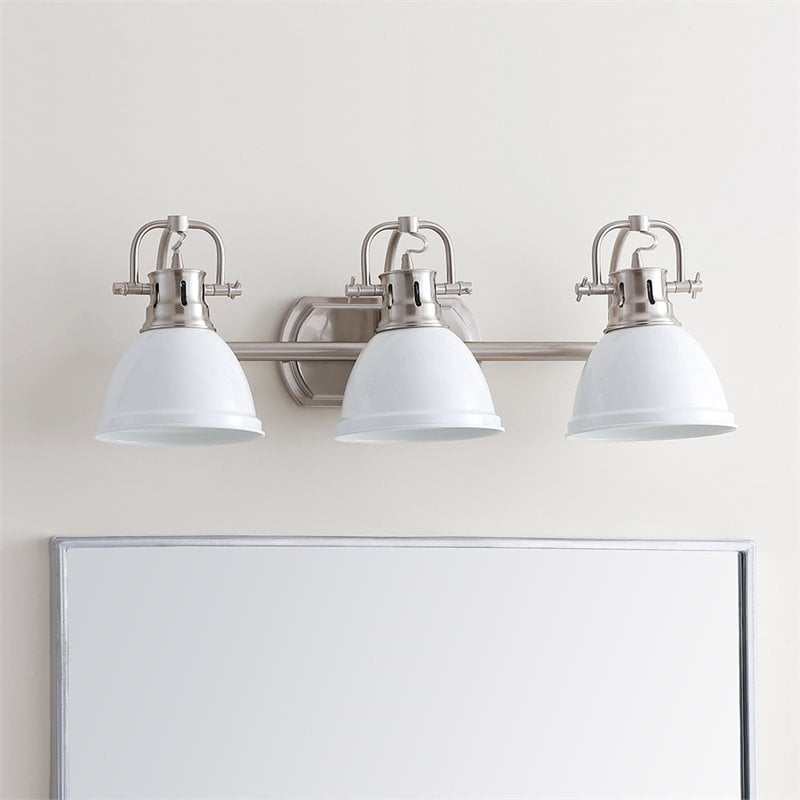 Safavieh Roland 3 Light Bath Vanity Light in White and Brush Nickel