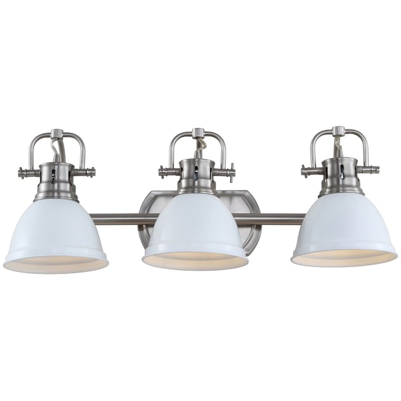 Safavieh Roland 3 Light Bath Vanity Light in White and Brush Nickel
