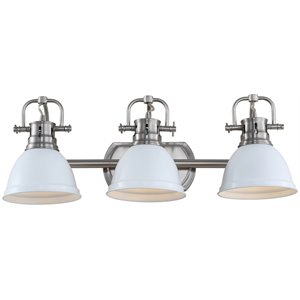 Safavieh Roland 3 Light Bath Vanity Light in White and Brush Nickel