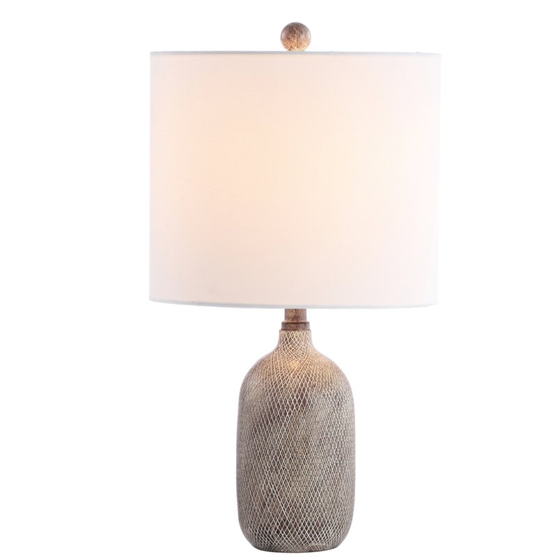Safavieh Alvaro Poly-Resin Table Lamp in Gray Wash/Off White Shade