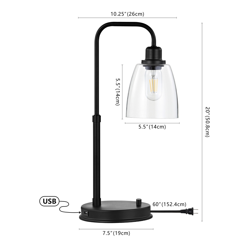 Safavieh Kashton Table Lamp in Black and Clear Shade