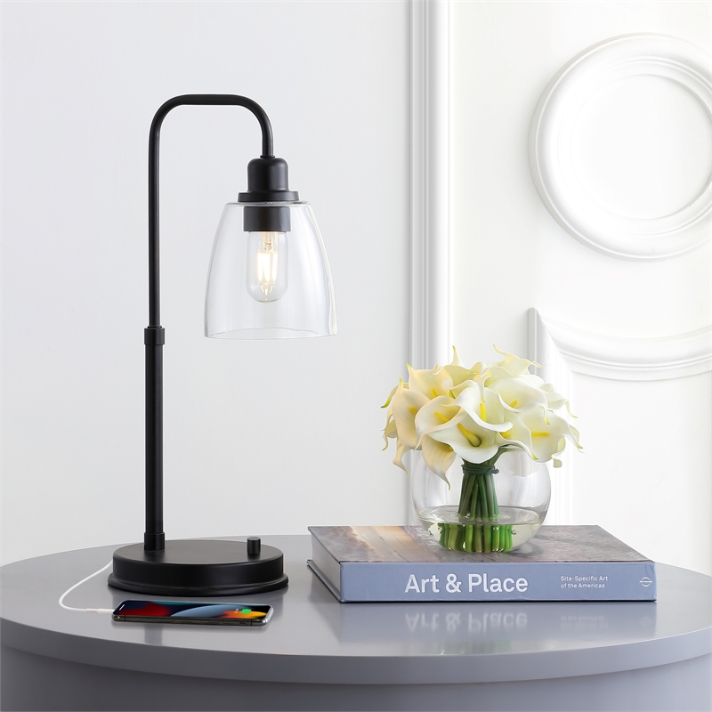 Safavieh Kashton Table Lamp in Black and Clear Shade