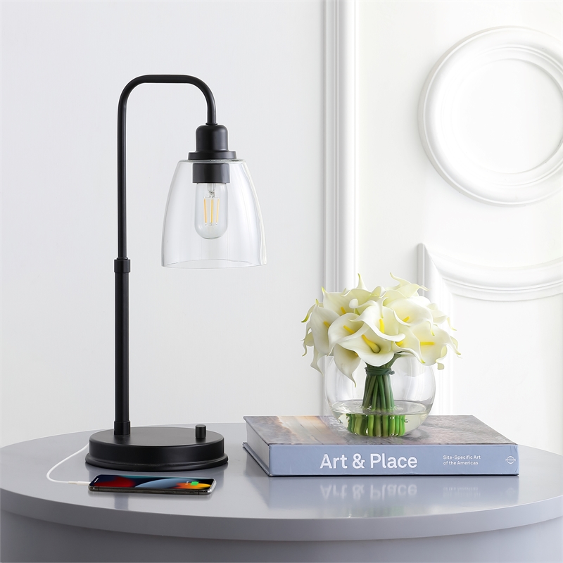 Safavieh Kashton Table Lamp in Black and Clear Shade