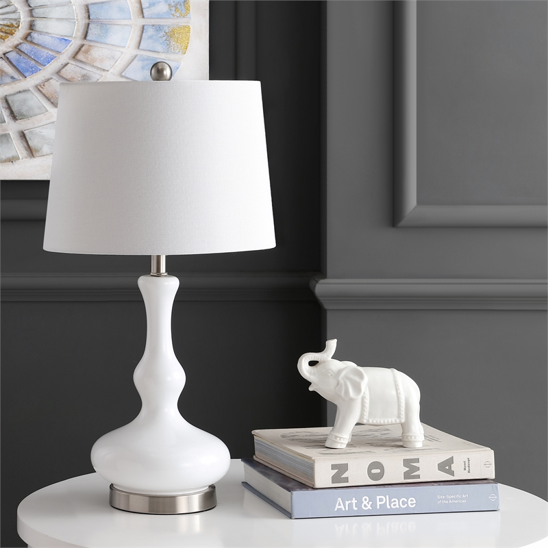 Safavieh Kellen Table Lamp in Silver and White