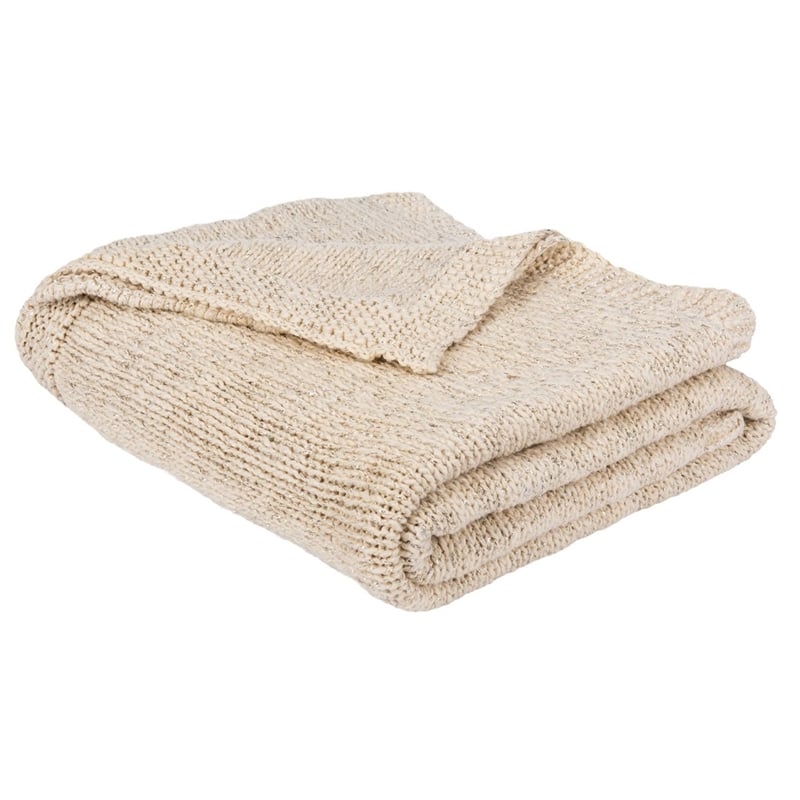 Safavieh Ralen Knit Throw Blanket in Natural and Silver