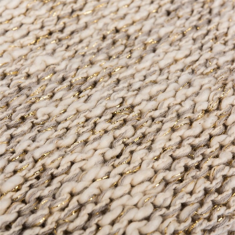 Safavieh Ralen Knit Throw Blanket in Light Gray and Gold