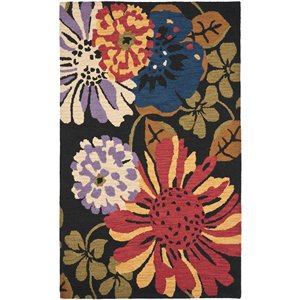 safavieh jardin hand tufted multicolored wool rug in black (a)