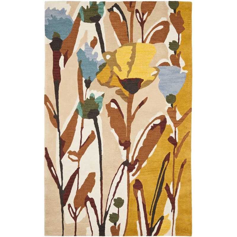 Safavieh Jardin 5' X 8' Hand Tufted Multicolored Wool Rug in Ivory