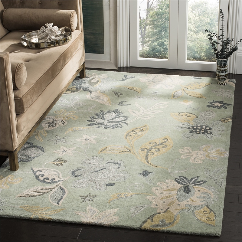 Safavieh Jardin 4' X 6' Hand Tufted Multicolored Wool Rug in Light Green