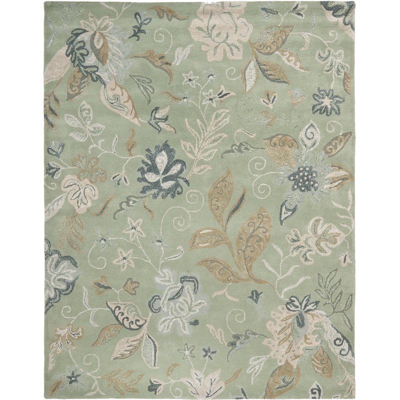 Safavieh Jardin 8' X 10' Hand Tufted Multicolored Wool Rug in Light Green