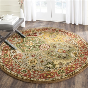 Safavieh Heritage 3'6&quot Round Multicolored Hand Tufted Wool Rug