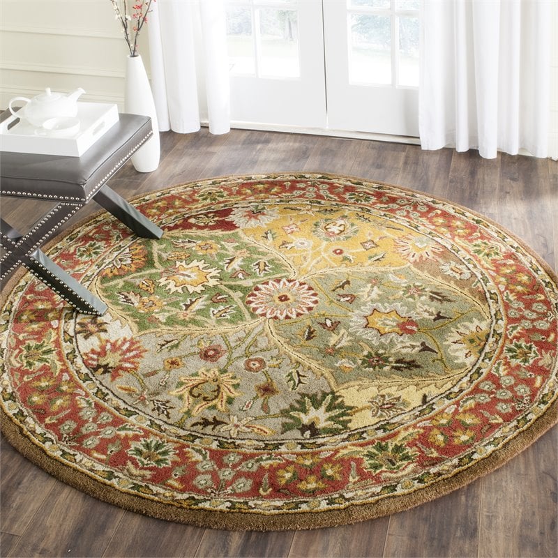 Safavieh Heritage 8' Round Multicolored Hand Tufted Wool Rug