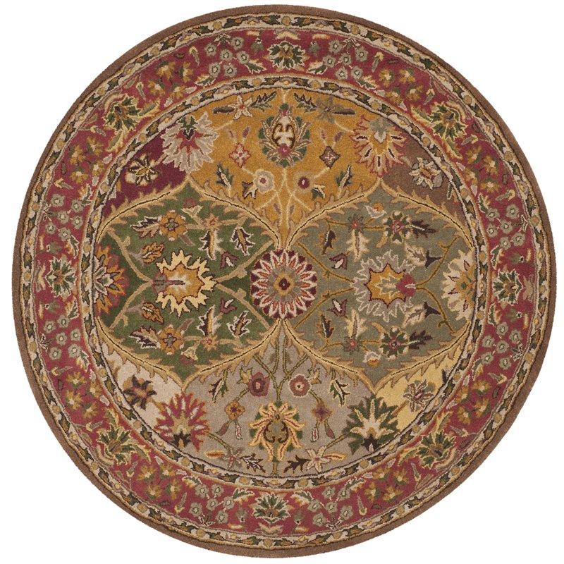 Safavieh Heritage 8' Round Multicolored Hand Tufted Wool Rug