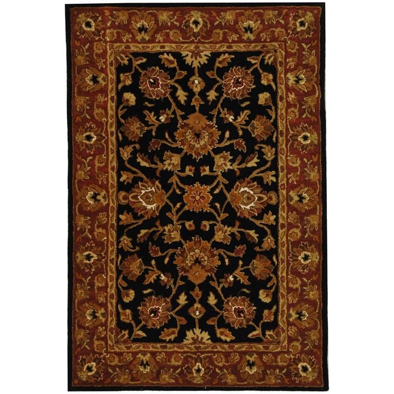Safavieh Heritage 4' x 6' Hand Tufted Wool Rug in Black and Red