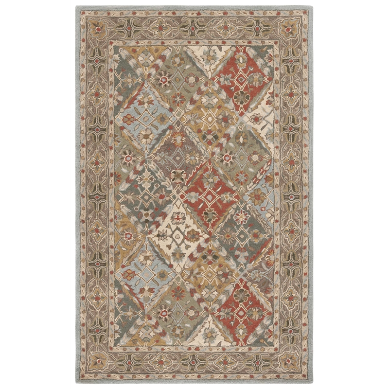 Safavieh Heritage 4' x 6' Hand Tufted Wool Rug in Light Blue and Light Brown