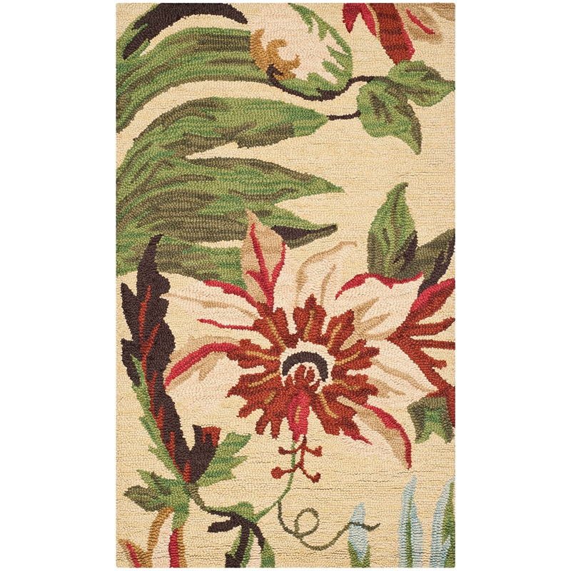 Safavieh Jardin 8' x 10' Multicolored Hand Tufted Wool Rug in Ivory