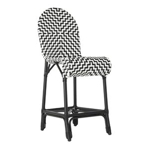 Safavieh Shea 25.6&quot Wicker / Rattan Indoor/Outdoor Counter Stool in Black/White
