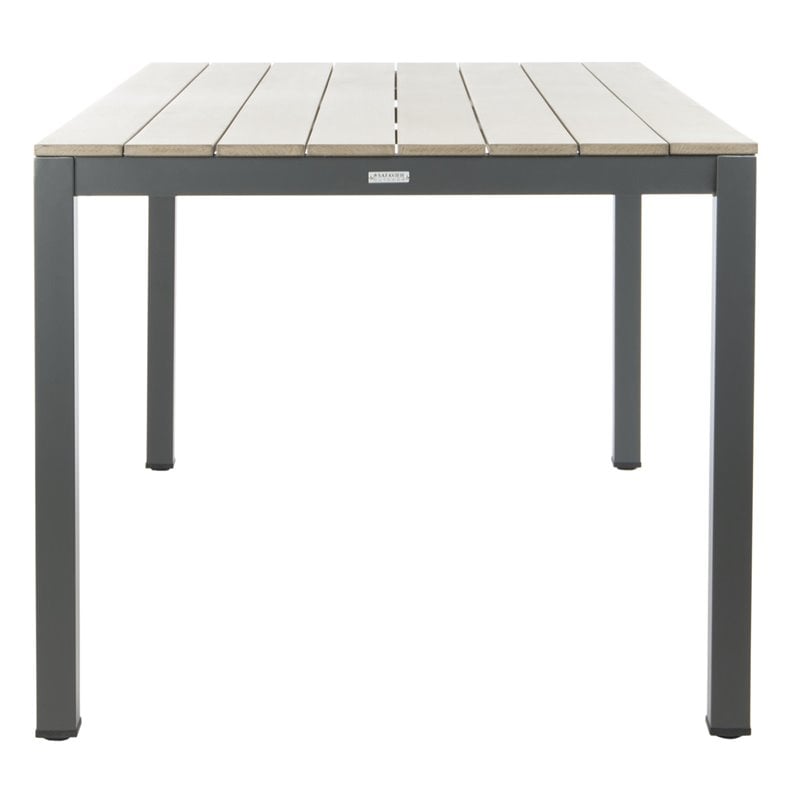 Safavieh Beldan Wood/Metal Outdoor Dining Table in Distressed Taupe Gray