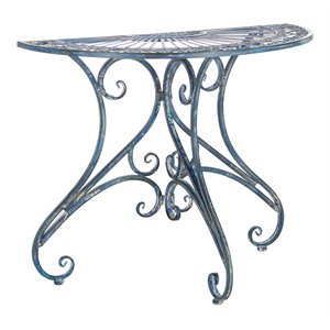 safavieh annalise durable iron metal outdoor accent table in antique blue
