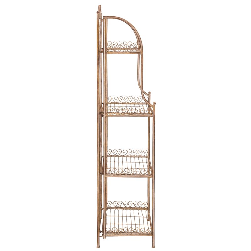 Safavieh Amaris 4 Tier Metal Garden/Outdoor Shelf in Rust Orange
