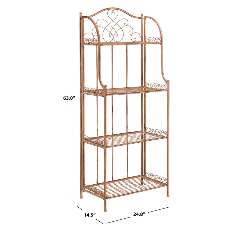Safavieh Amaris 4 Tier Metal Garden/Outdoor Shelf in Rust Orange