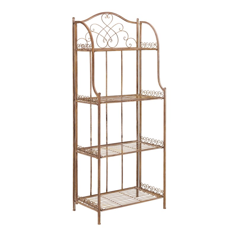 Safavieh Amaris 4 Tier Metal Garden/Outdoor Shelf in Rust Orange