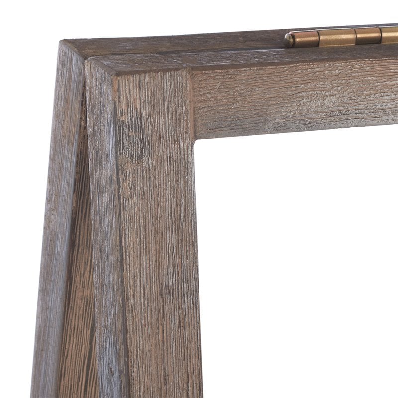 Safavieh Nerri Acacia Wood/Sandstone Outdoor Shelf in Dark Walnut and Beige