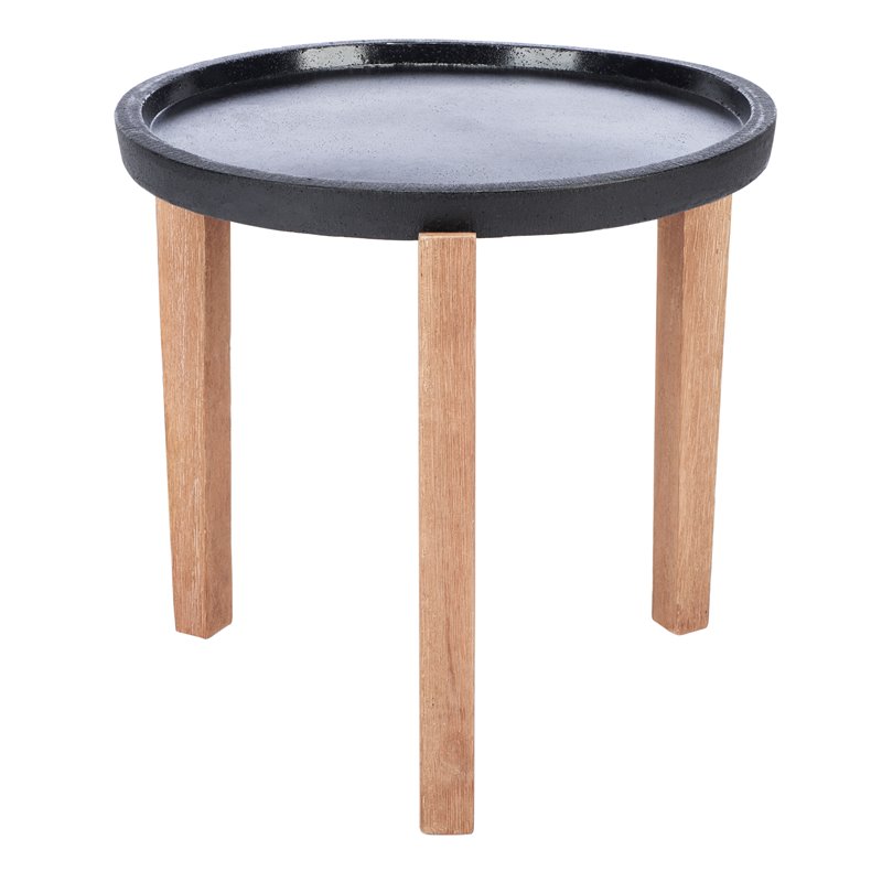 Safavieh Serka Acacia Wood/Sandstone Side Table in Natural and Black