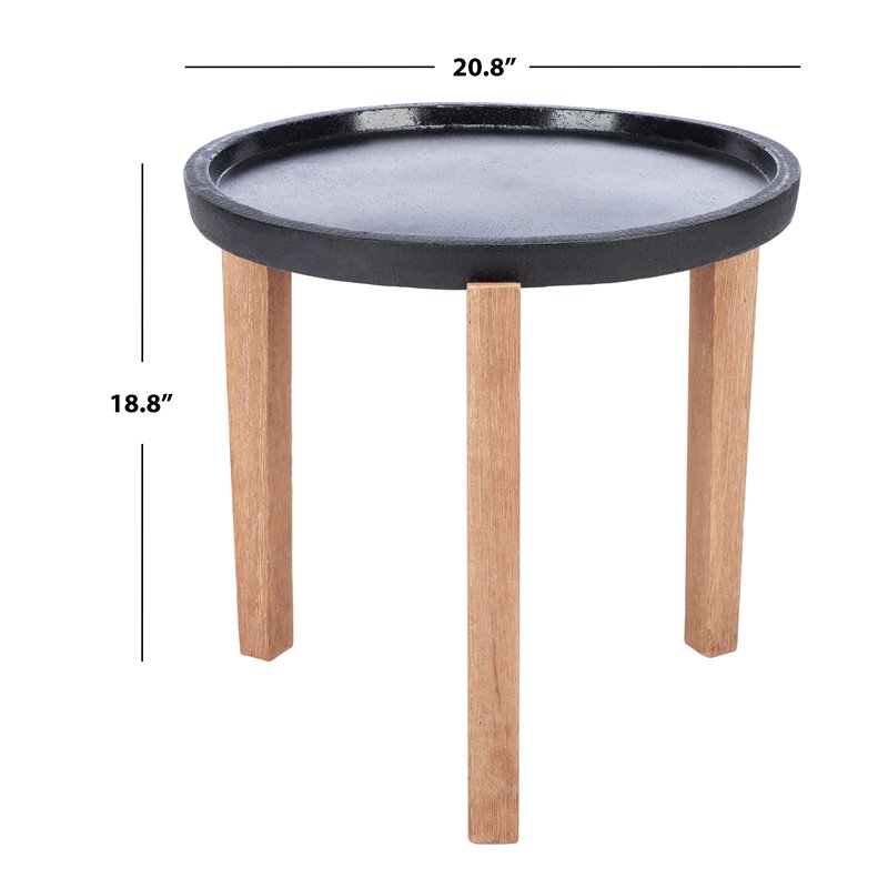 Safavieh Serka Acacia Wood/Sandstone Side Table in Natural and Black